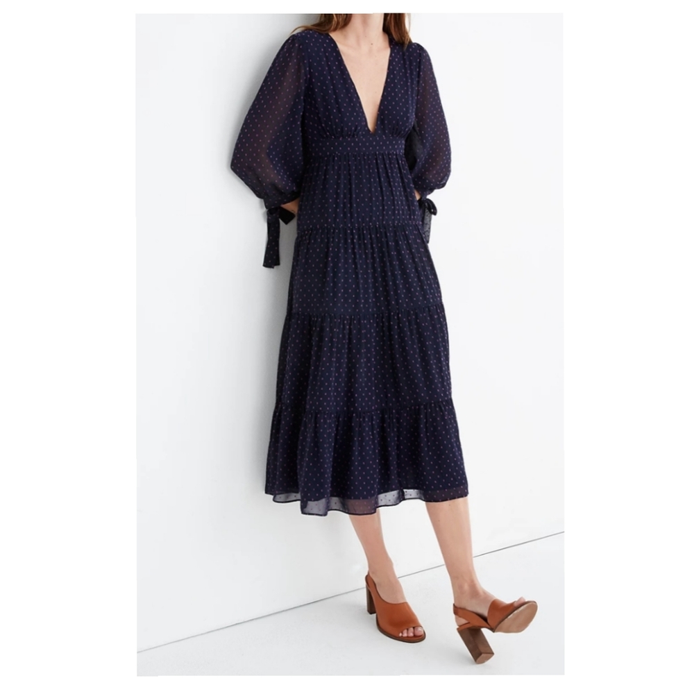 Madewell Tie-Sleeve Tiered Dress